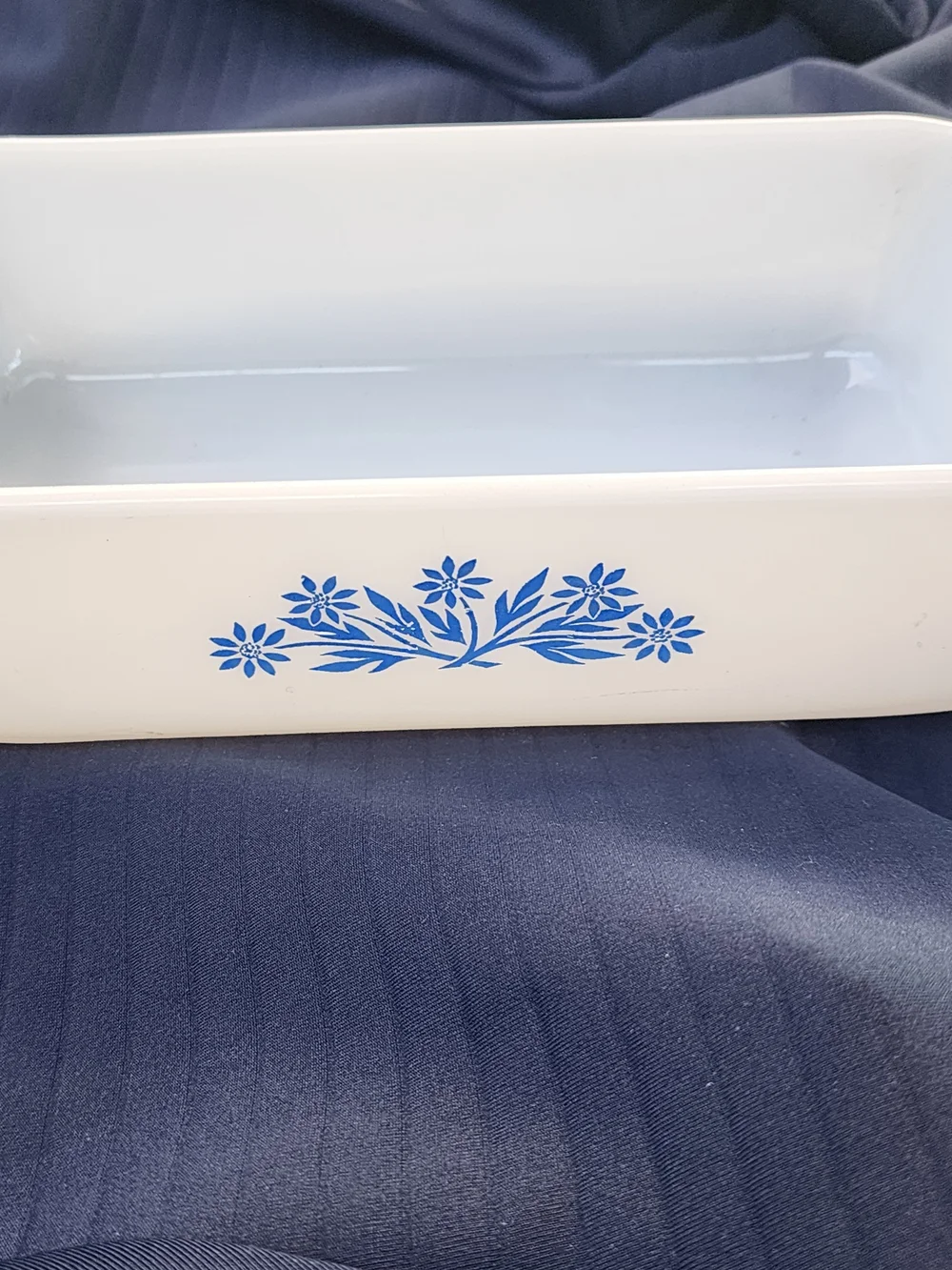 Fireking White Ceramic Storage Dish with Blue Floral Pattern - Anchor Hocking
